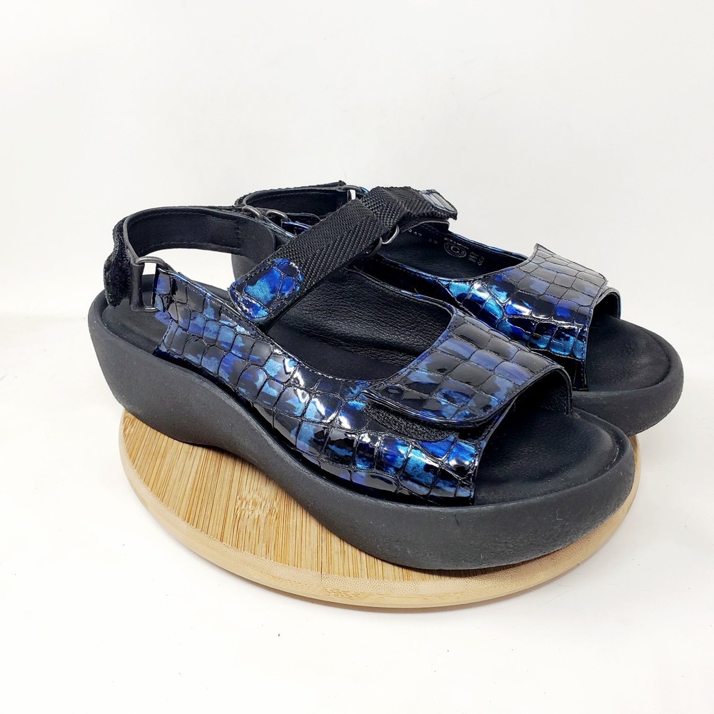 Wolky Jewel Sandals Womens 39 Blue Black Chunky Platform Straps Comfort Shoes